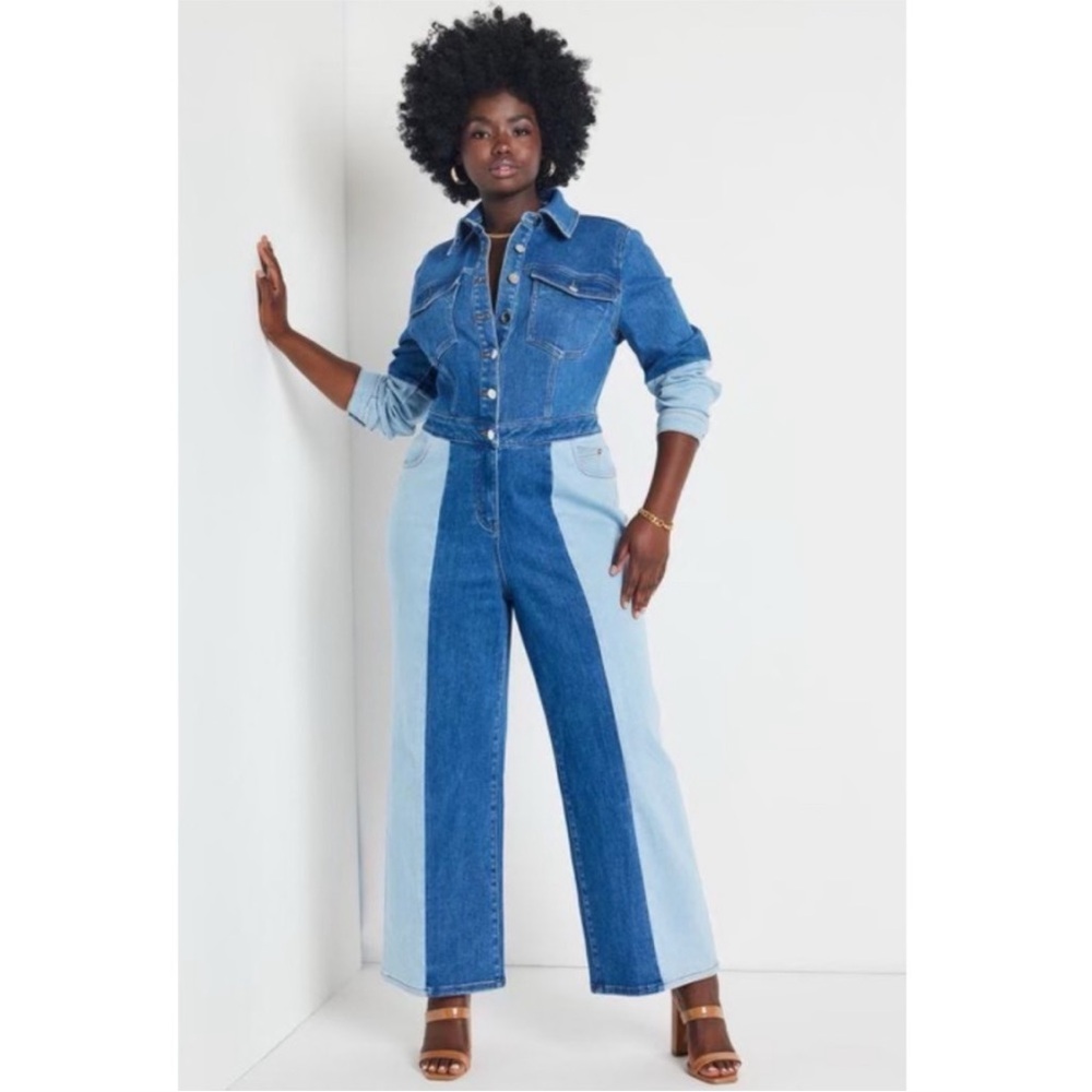 Eloquii Blue Denim Jumpsuit